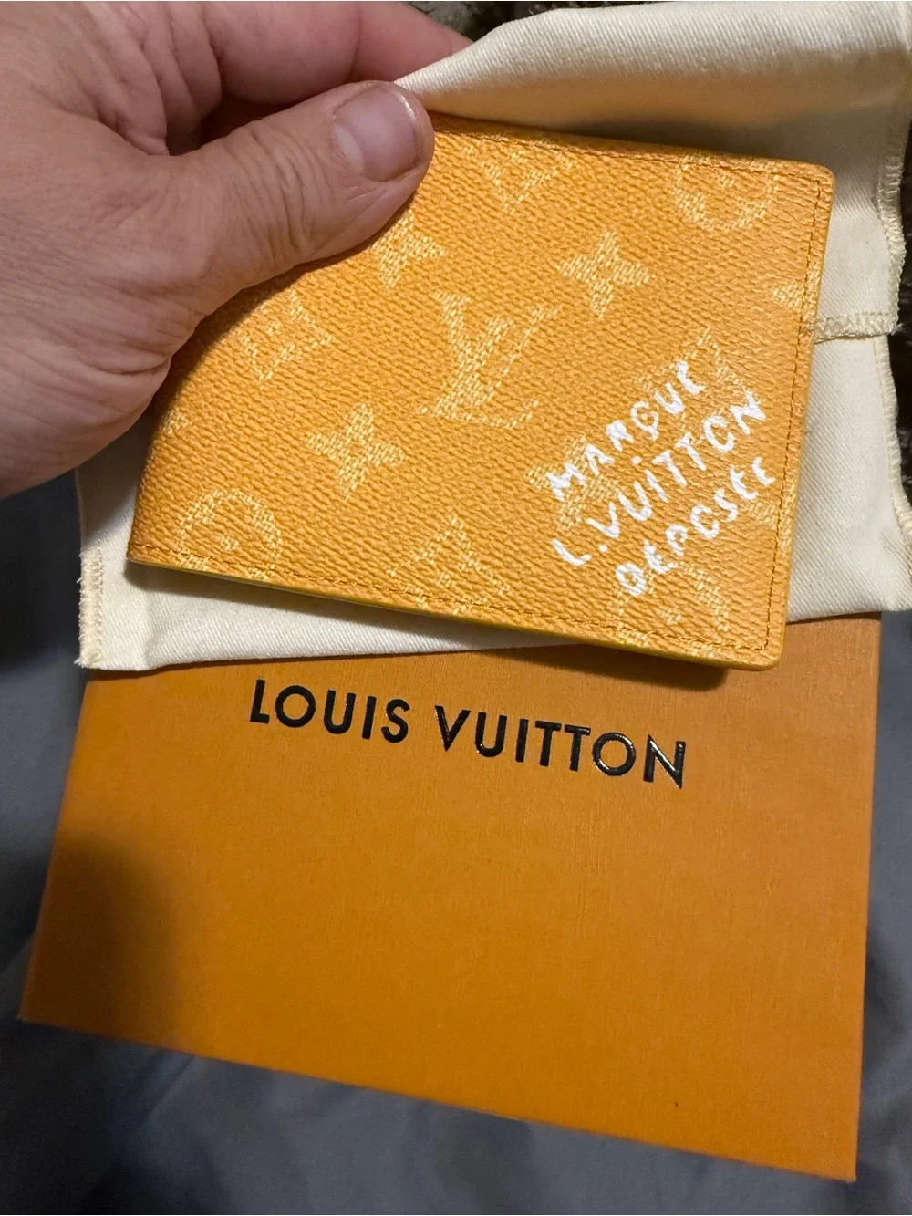 Louis Vuitton Yellow Textured Leather Bifold Wallet